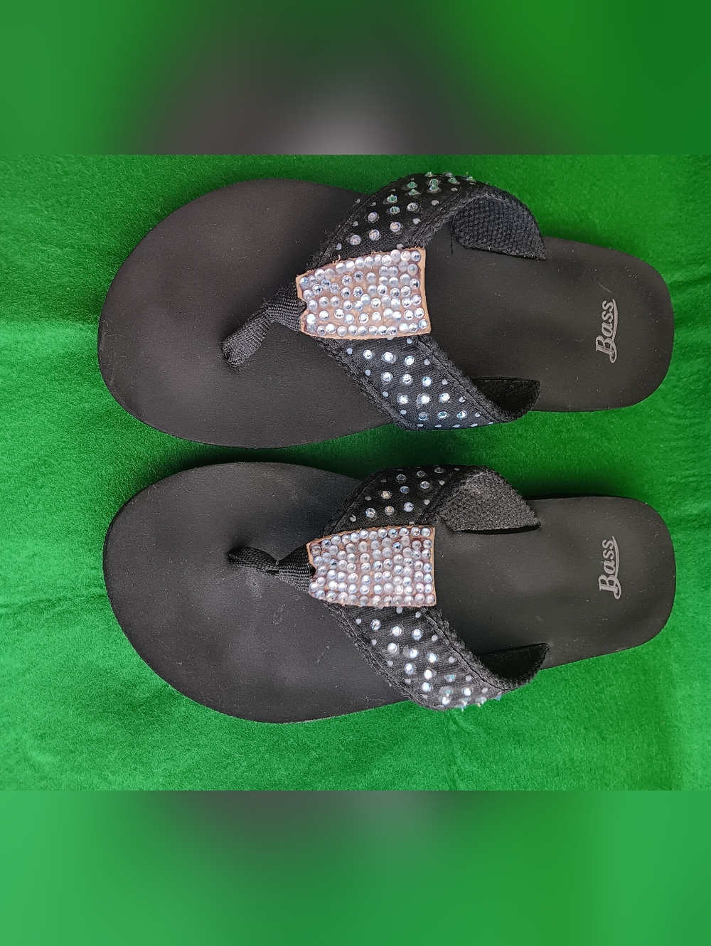 Bass Bling Thong Flip Flop Shoes MARYKATE Black Sz 5 Fancy Sandals